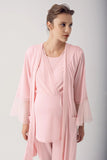 3 pcs Maternity Robe Pajamas Set- pink