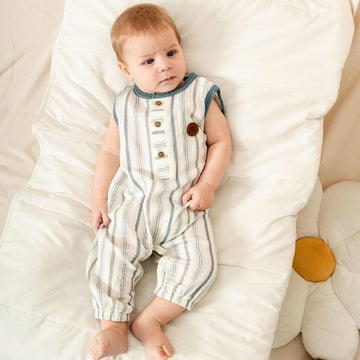 PATTERNED MUSLIN OVERALLS 3-6/6-9/9-12/18-24 m