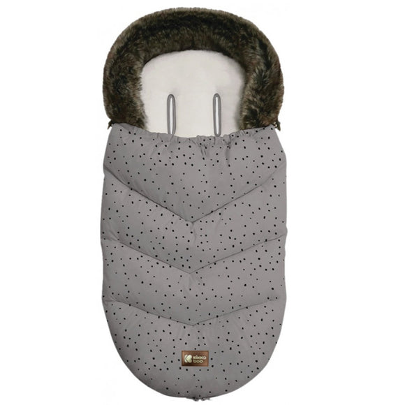 Luxury Fur Stroller Footmuff 95x45 cm Dots Grey