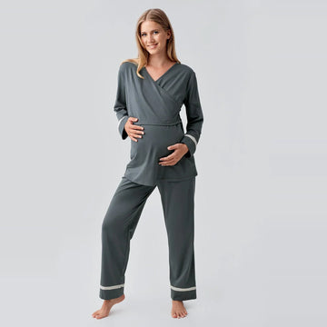 Wrap Front Maternity & Nursing Pajama Set