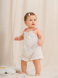 Muslin Patterned Suspender jumpsuit  3-6/6-9/9-12/18-24m
