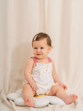 Muslin Patterned Suspender jumpsuit  3-6/6-9/9-12/18-24m