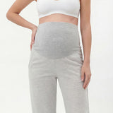 Maternity Sweatpants – Grey Over-Bump Straight-Leg Pants