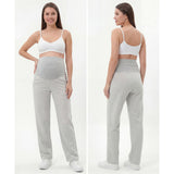 Maternity Sweatpants – Grey Over-Bump Straight-Leg Pants