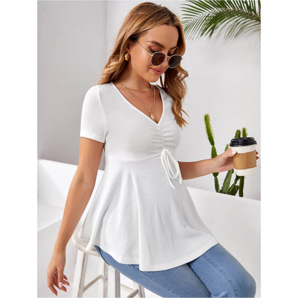 Maternity Ruched Knot Detail Peplum Tee