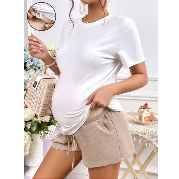 Maternity Adjustable Waist Slant Pocket Shorts