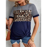 Maternity Striped & Leopard Print Twist Hem Tee