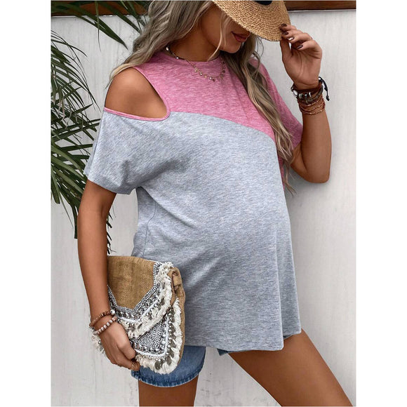 Maternity Two Tone Cut Out Tee