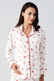 Heart Print Maternity & Nursing thermal Pajama Set