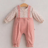 Baby Floral Overall-Style Romper – Ruffle Strap Detail