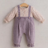 Baby Floral Overall-Style Romper – Ruffle Strap Detail