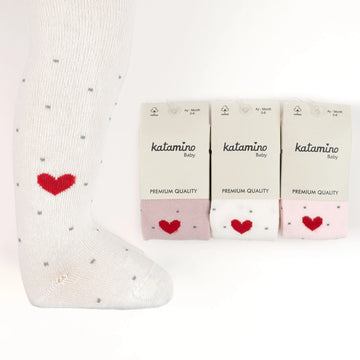 Heart Girl Tights, Soft Cotton Knit, 0-6 Months (1 Piece)