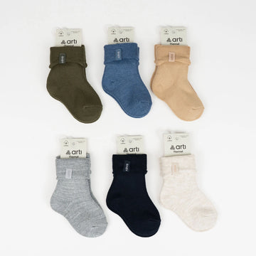 Thermal Baby Socks with Fold-Over Cuff & Label Detail, 0-24 Months