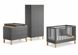 3 Piece Nursery Set In Dark Grey & Oak