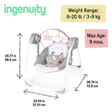 Ingenuity Comfort 2 Go Compact Portable Swing, Flora the Unicorn