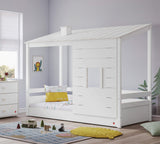 Montes White Bed With Wooden Roof 90*200