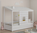 Montes White Bed With Wooden Roof 90*200