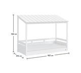 Montes White Bed With Wooden Roof 90*200