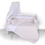 Set 6 Parts+Bumper+Canopy Net with Embroidery RINGS BEIGE - Mommy And Me