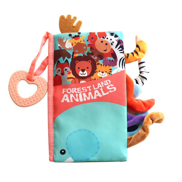 Educational cloth book with teether Forest animals