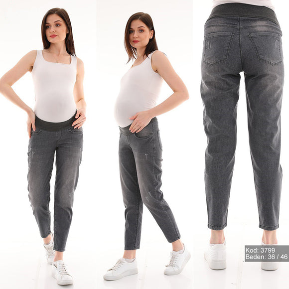 Maternity Mom Jeans Grey