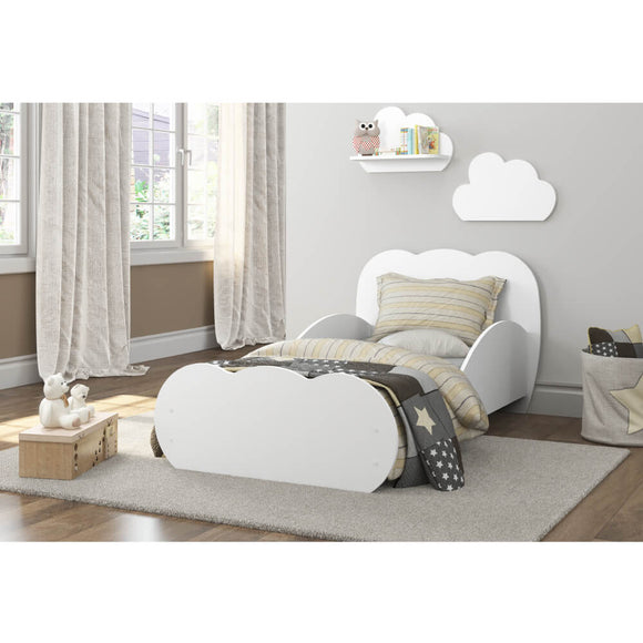 Cotton Bed with 2 Cloud Shelves - White