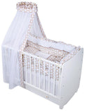 Set 6 Parts+Bumper+Canopy Net with Embroidery RINGS BEIGE