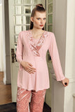 Velvet Maternity 3pcs Robe Pyjama Set Pink