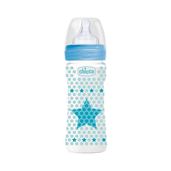 Well-Being Plastic Bottle 330ml Fast Flow Silicone Blue