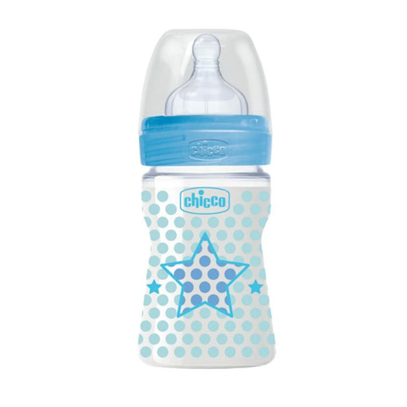 Well-Being Plastic Bottle 150 ml Regular Flow Silicone Blue