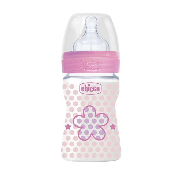 Well-Being Plastic Bottle 150 ml Regular Flow Silicone Pink
