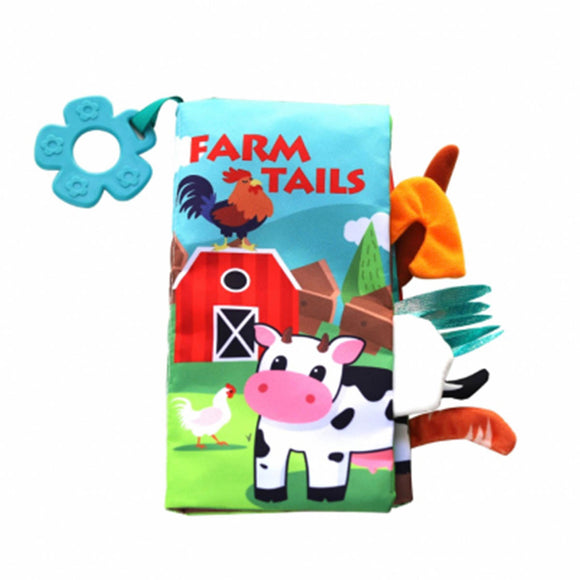 Educational cloth book with teether Farm tails