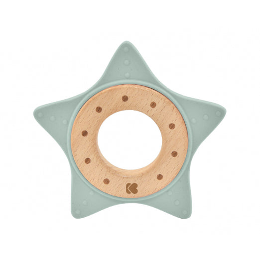 Silicone and wood teether Star Mint