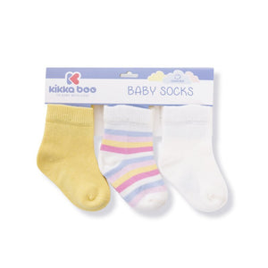 Set of 3 pieces cotton socks yellow 1-2 years